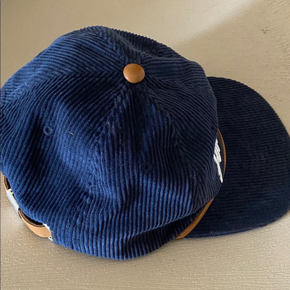 Adidas Golf Slideback Leather Cord Corduroy Hat Navy Blue OSFM Embroidered New - Picture 5 of 7